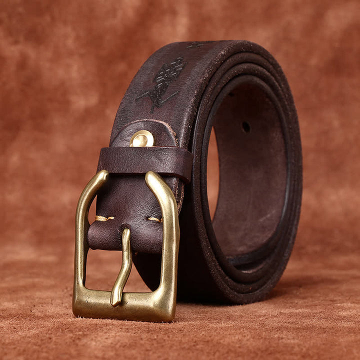 Viking Totem Embossed Thicken Leather Belt - image 7