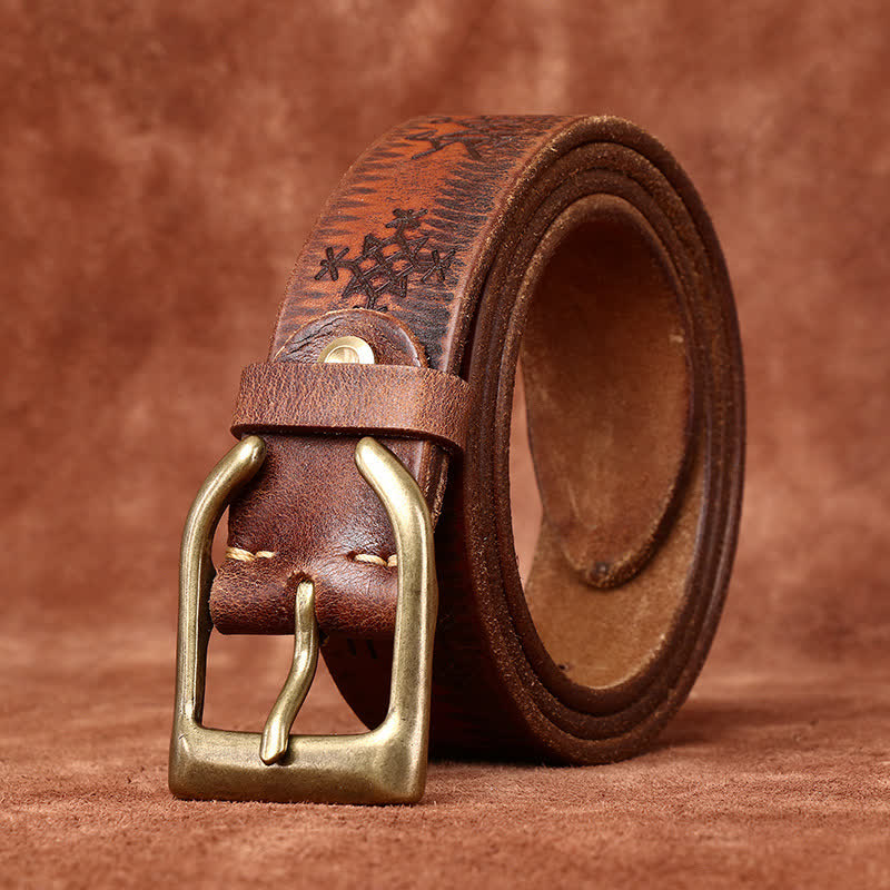 Viking Totem Embossed Thicken Leather Belt - image 4