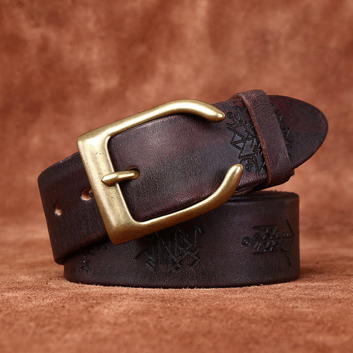 Viking Totem Embossed Thicken Leather Belt - image 6