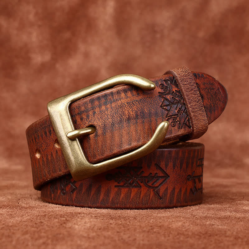 Viking Totem Embossed Thicken Leather Belt - image 3
