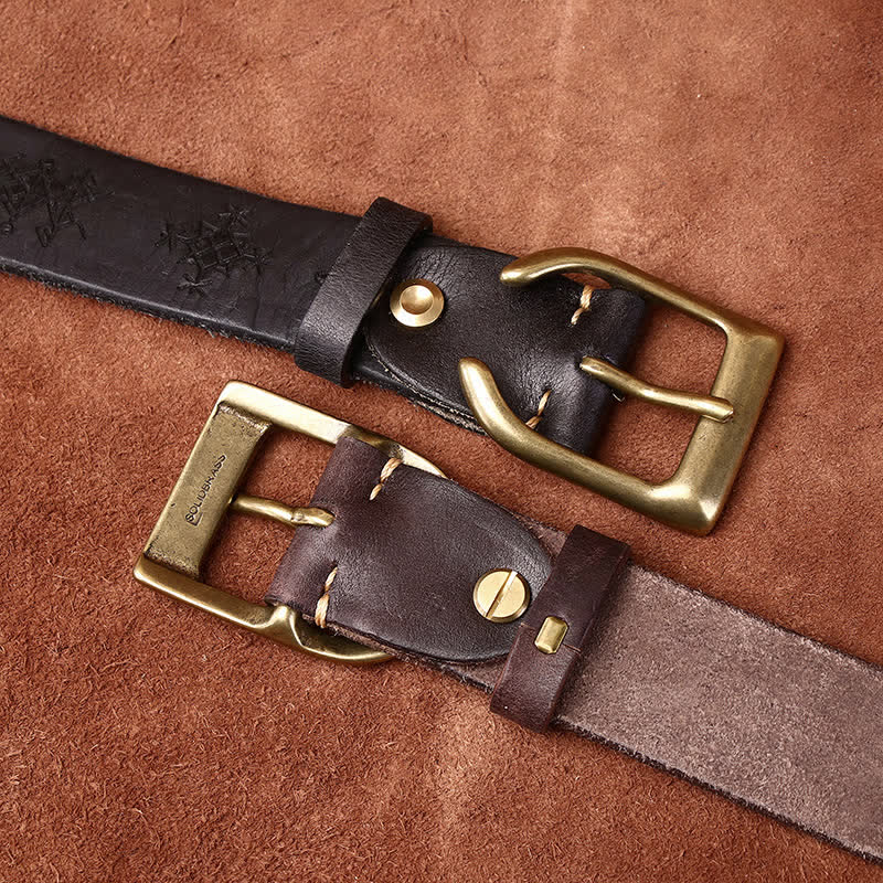 Viking Totem Embossed Thicken Leather Belt - image 2