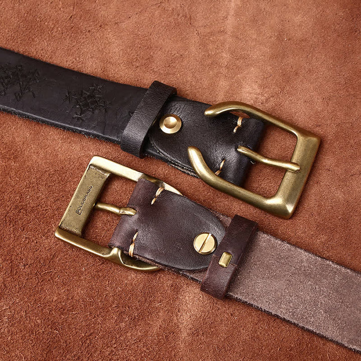 Viking Totem Embossed Thicken Leather Belt - image 2