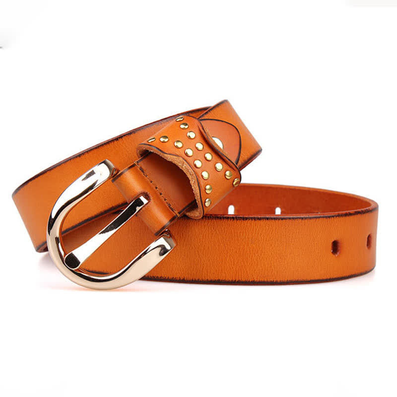 Metal Studded Rock Heavy Duty Rivets Leather Belt - image 15