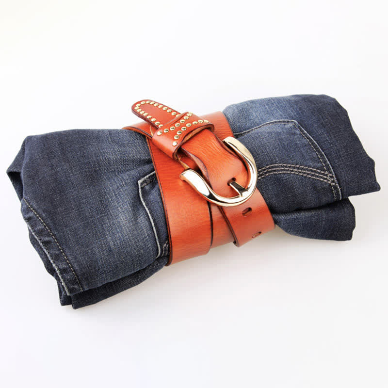 Metal Studded Rock Heavy Duty Rivets Leather Belt - image 16