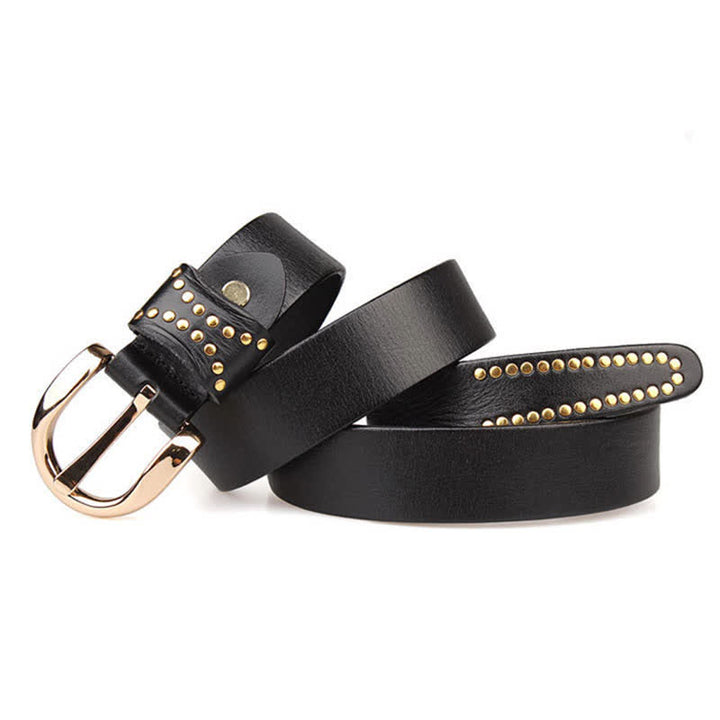 Metal Studded Rock Heavy Duty Rivets Leather Belt - image 7