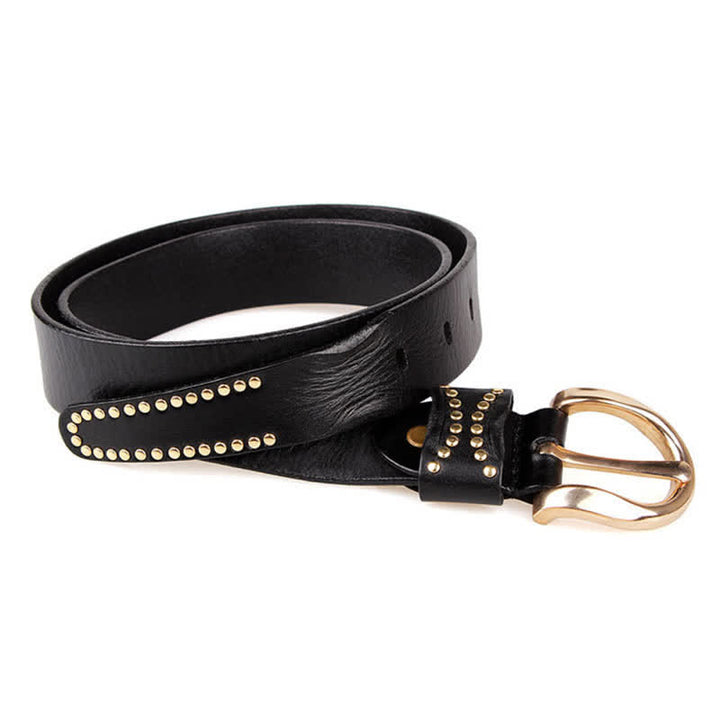 Metal Studded Rock Heavy Duty Rivets Leather Belt - image 8