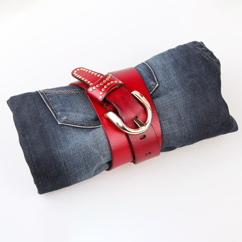 Metal Studded Rock Heavy Duty Rivets Leather Belt - image 13
