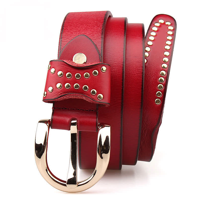 Metal Studded Rock Heavy Duty Rivets Leather Belt - image 12