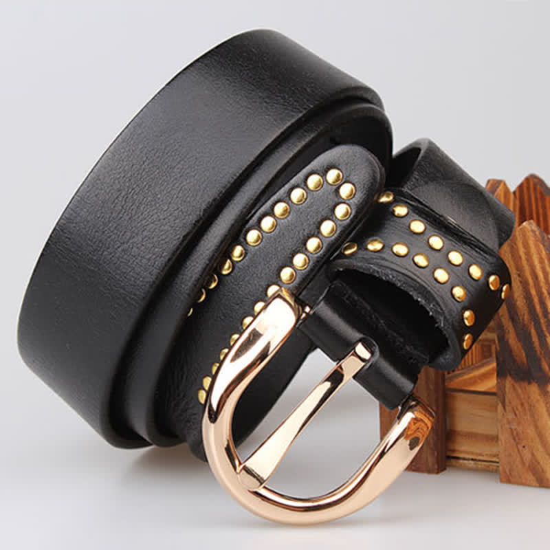 Metal Studded Rock Heavy Duty Rivets Leather Belt - image 10