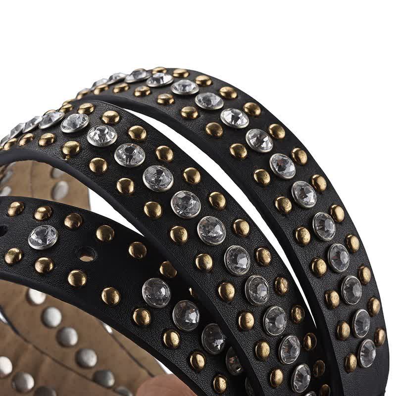 Women's Fashion Luxury Rhinestone Rivets Leather Belt - image 6
