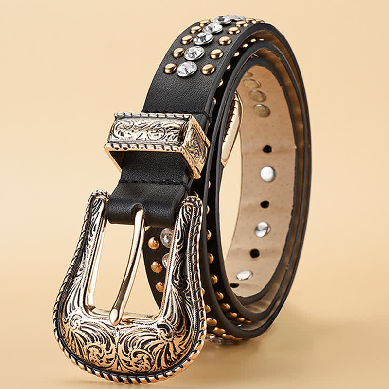 Women's Fashion Luxury Rhinestone Rivets Leather Belt - image 5