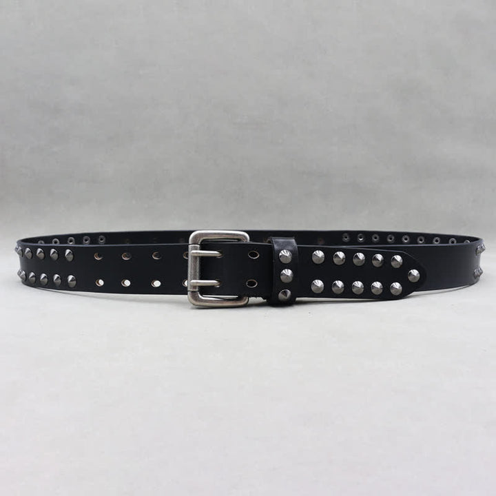 Hip Hop Skull Rivets Double Pin Leather Belt - image 5
