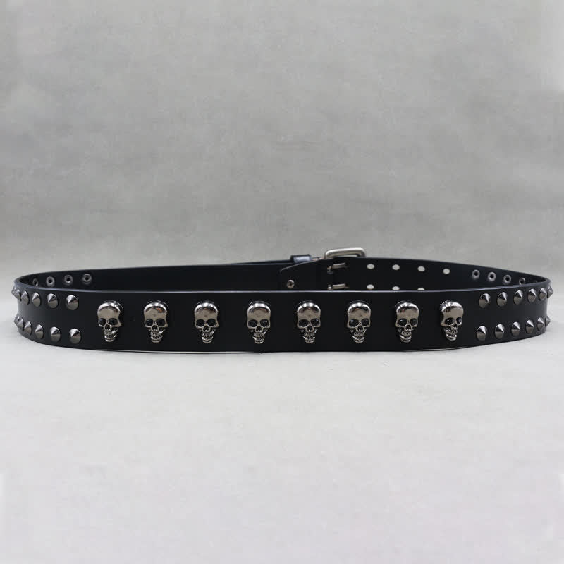 Hip Hop Skull Rivets Double Pin Leather Belt - image 6