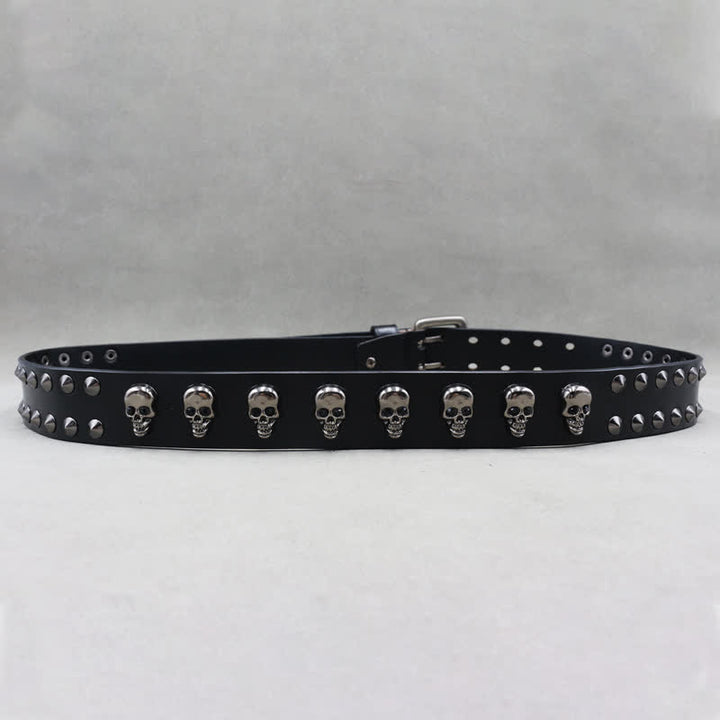 Hip Hop Skull Rivets Double Pin Leather Belt - image 6