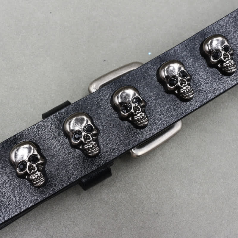Hip Hop Skull Rivets Double Pin Leather Belt - image 7