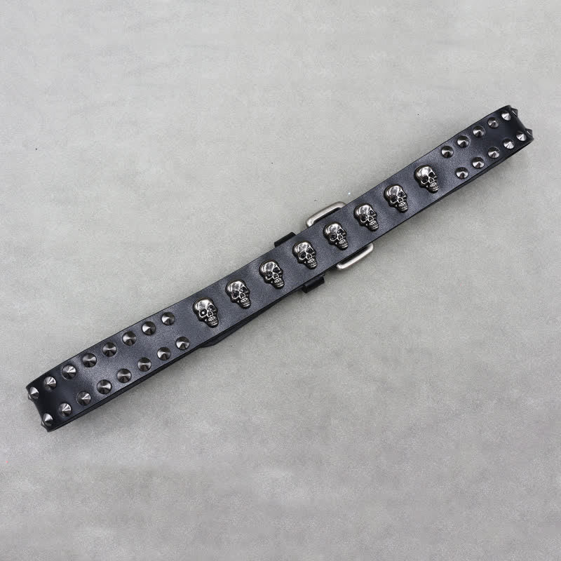 Hip Hop Skull Rivets Double Pin Leather Belt - image 4