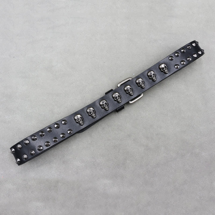 Hip Hop Skull Rivets Double Pin Leather Belt - image 4
