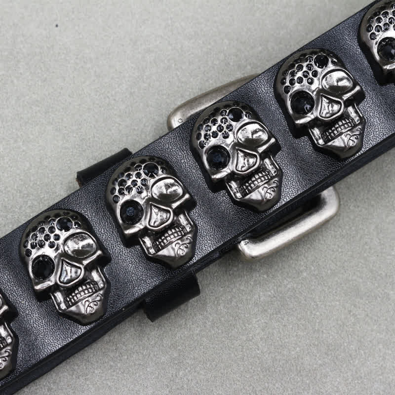 Biker Casual Skulls Rivets Double Pin Leather Belt - image 6