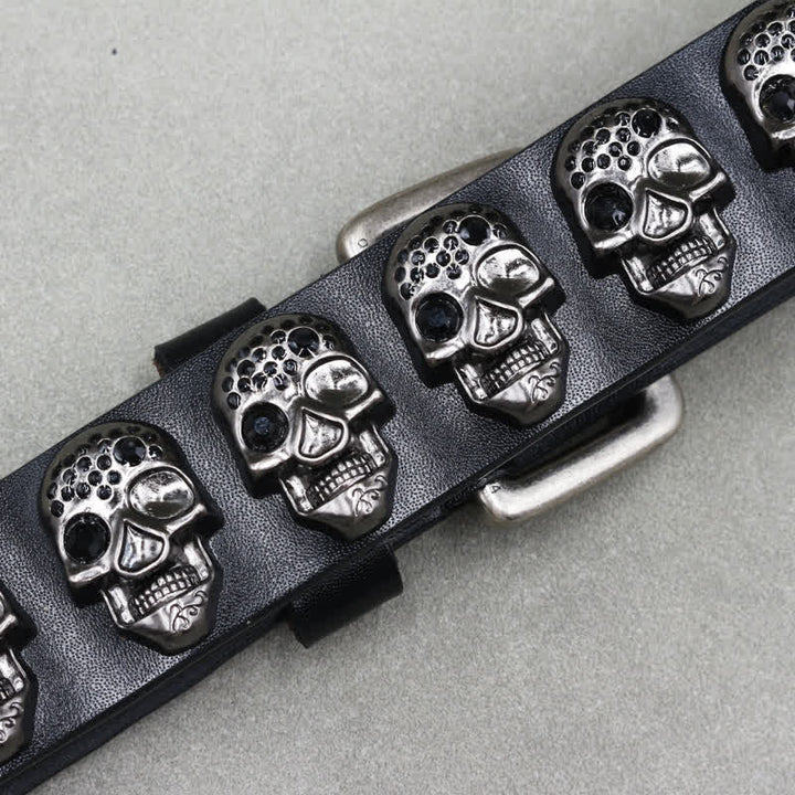 Biker Casual Skulls Rivets Double Pin Leather Belt - image 6