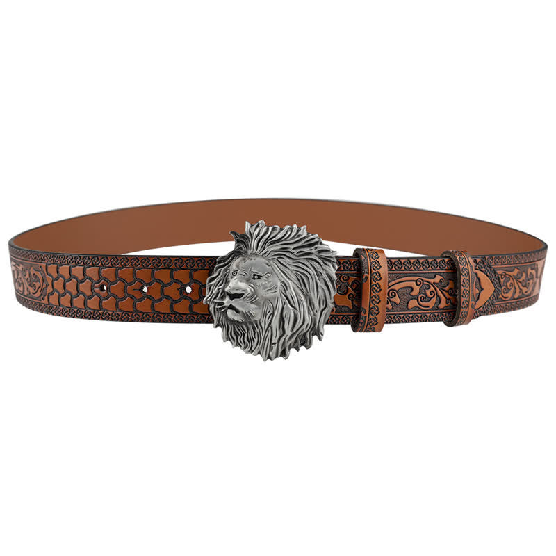 Lion Head Embossed Office Wear Leather Belt - image 2