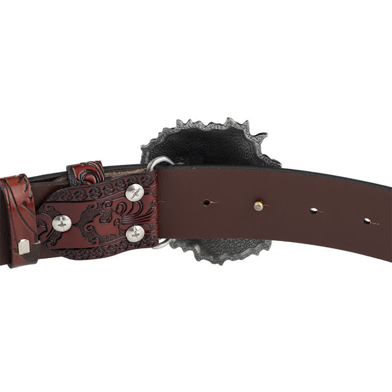 Lion Head Embossed Office Wear Leather Belt - image 5