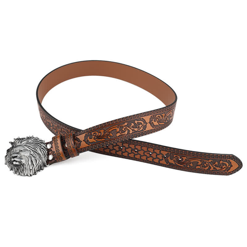 Lion Head Embossed Office Wear Leather Belt - image 3