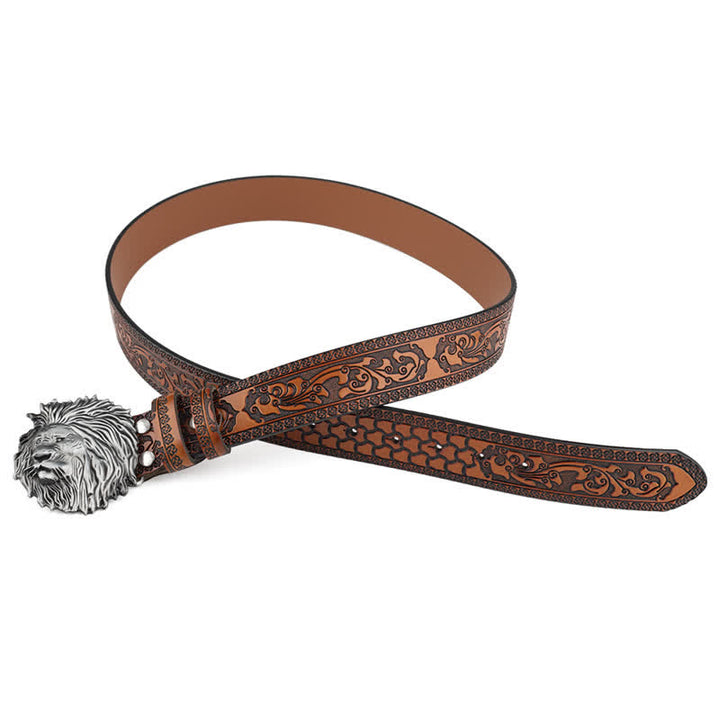 Lion Head Embossed Office Wear Leather Belt - image 3