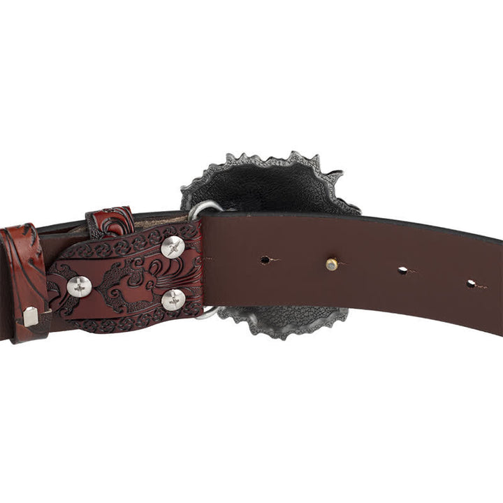 Lion Head Embossed Office Wear Leather Belt - image 5