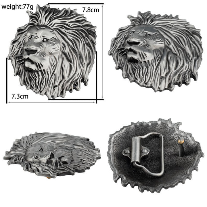 Lion Head Embossed Office Wear Leather Belt - image 4