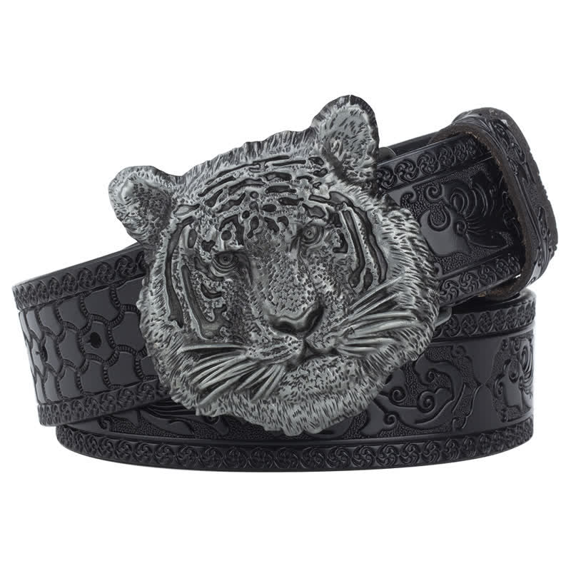 Toger Head Jeans Decorative Western Leather Belt - Black / Silver - 46 - image 2