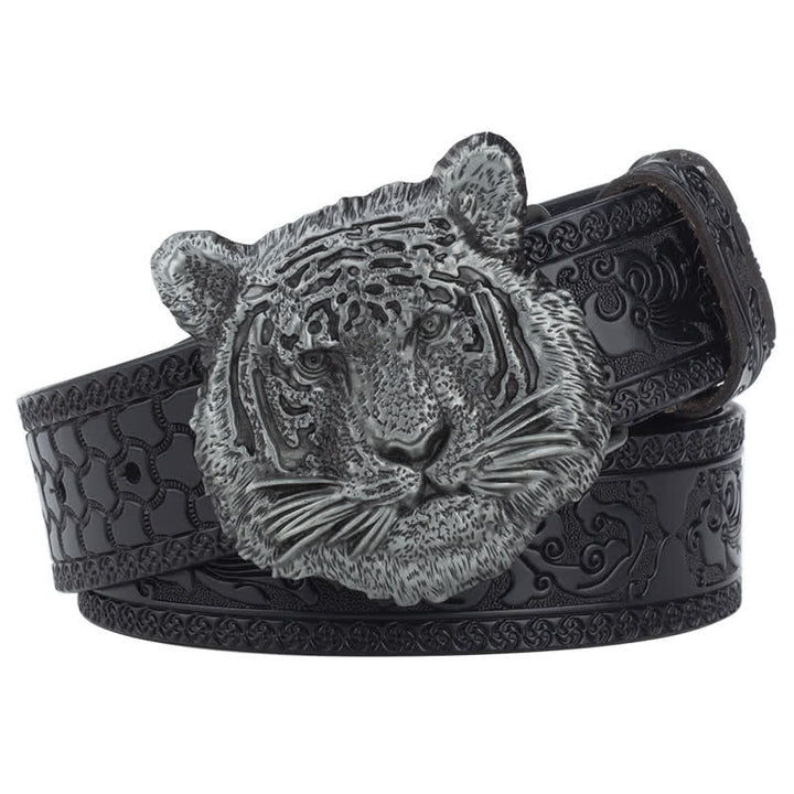 Toger Head Jeans Decorative Western Leather Belt - Black / Silver - 46 - image 2