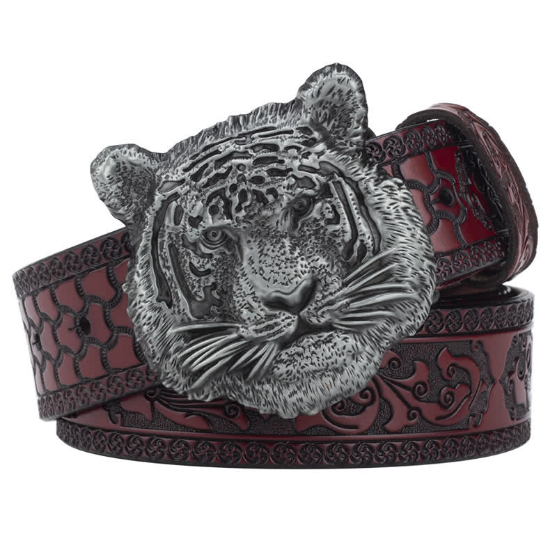 Toger Head Jeans Decorative Western Leather Belt - Brown / Silver - 46 - image 10