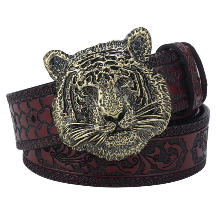 Toger Head Jeans Decorative Western Leather Belt - Brown / Bronze - 46 - image 9