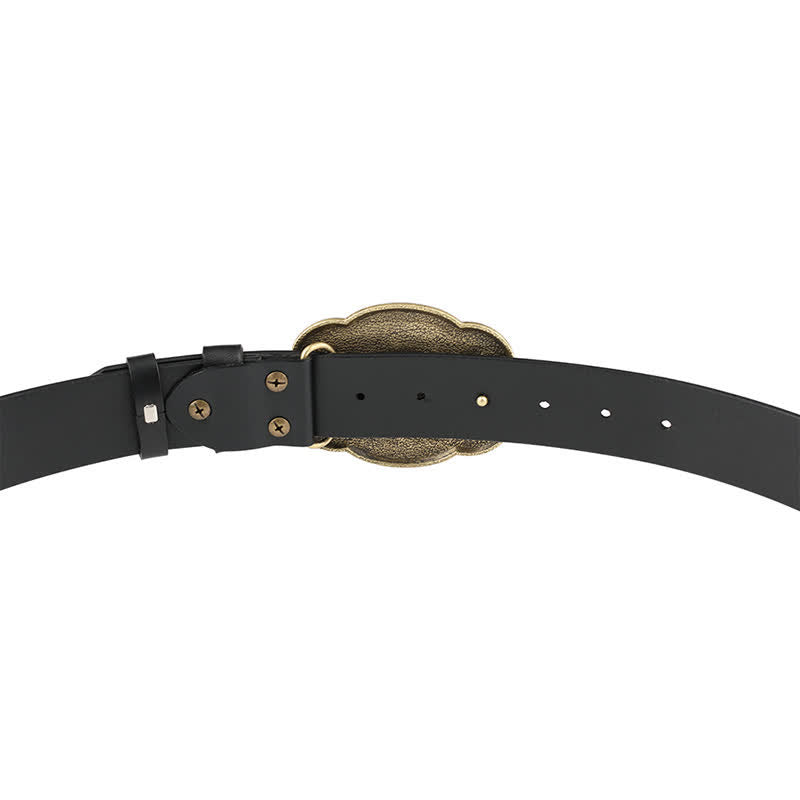 Rodeo Bronze Longhorn Bull Head Leather Belt - image 5