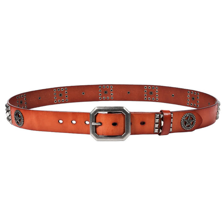 Metal Star Rivet Studded Punk Biker Leather Belt - image 14