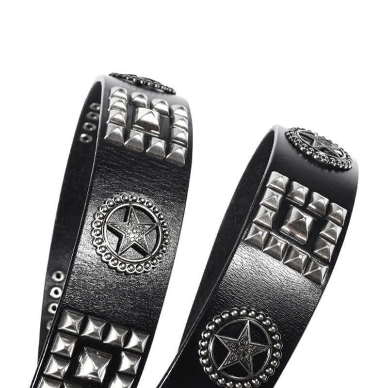 Metal Star Rivet Studded Punk Biker Leather Belt - image 8