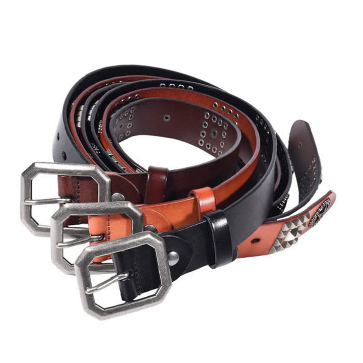 Metal Star Rivet Studded Punk Biker Leather Belt - image 10