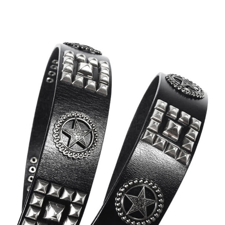 Metal Star Rivet Studded Punk Biker Leather Belt - image 8