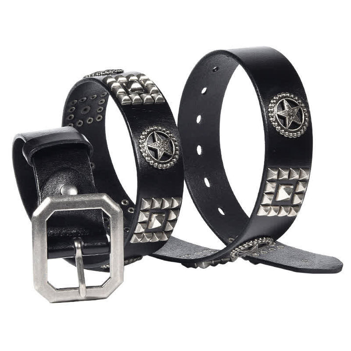 Metal Star Rivet Studded Punk Biker Leather Belt - image 7