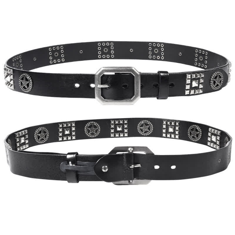 Metal Star Rivet Studded Punk Biker Leather Belt - image 9