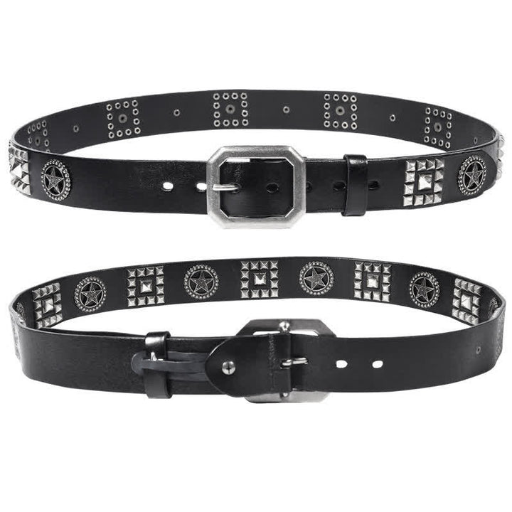Metal Star Rivet Studded Punk Biker Leather Belt - image 9