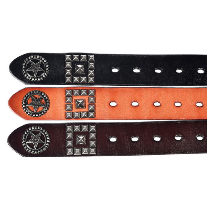 Metal Star Rivet Studded Punk Biker Leather Belt - image 12