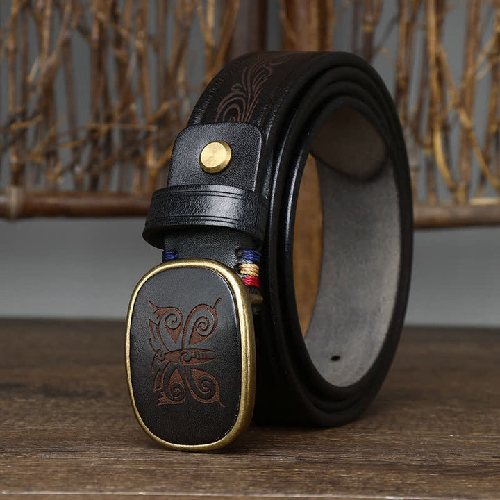 Butterfly Print Luxury Thick Retro Leather Belt - image 9