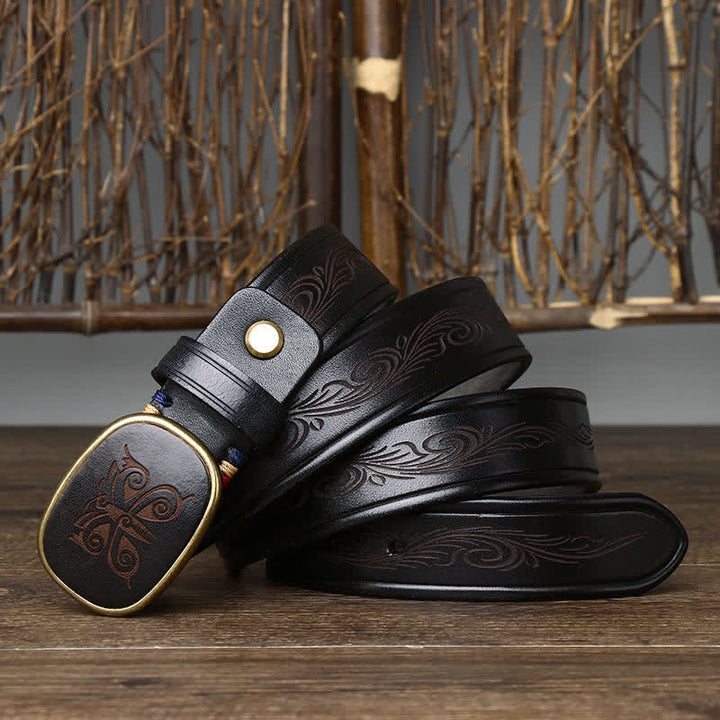 Butterfly Print Luxury Thick Retro Leather Belt - image 8
