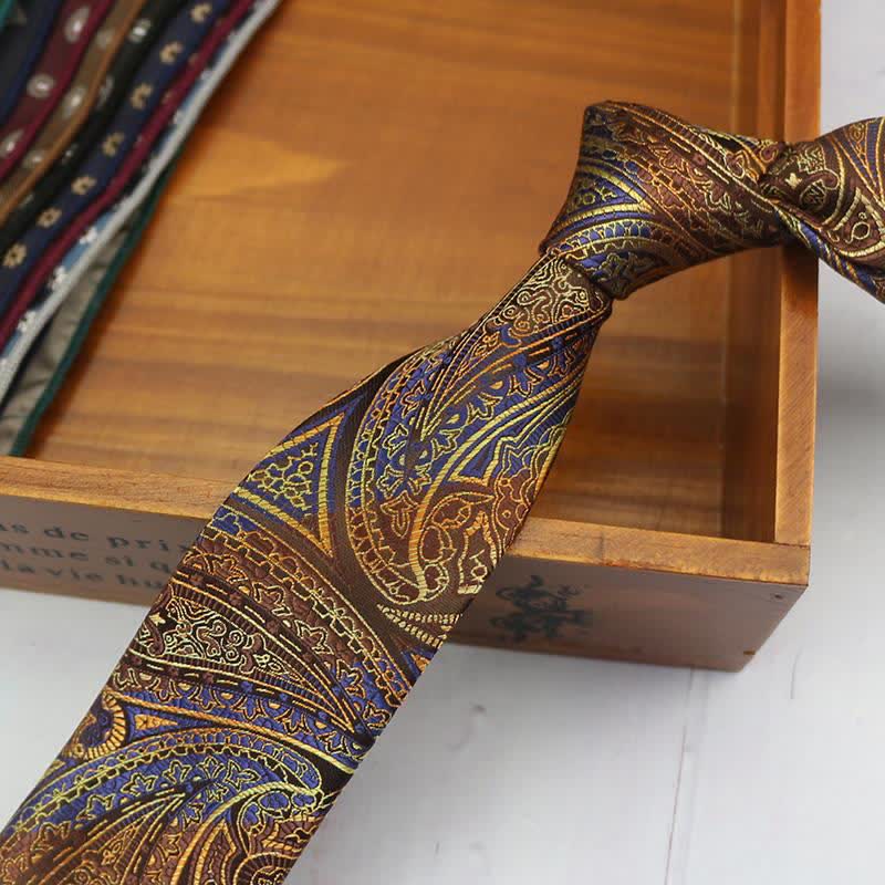 Men's Lemon Cashew Nut Classic Suits Necktie - Brown Paisley - image 13