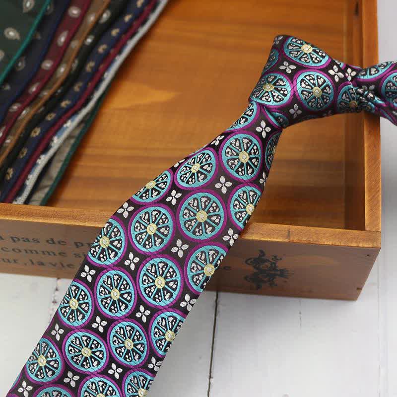 Men's Lemon Cashew Nut Classic Suits Necktie - DarkViolet Lemon - image 10