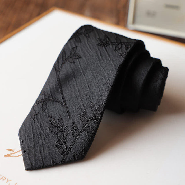Men's Classic Stereoscopic Floral Design Necktie - Black - image 4