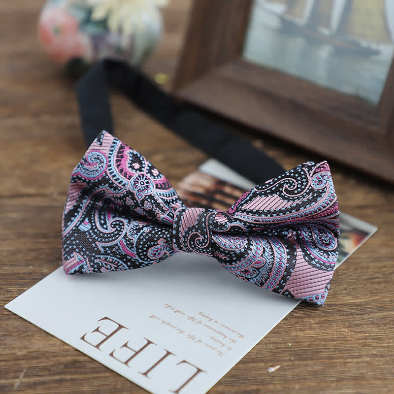 Men's Bright Color Paisley Jacquard Pattern Bow Tie - Style #13 - image 16