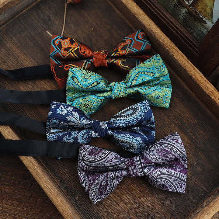 Men's Bright Color Paisley Jacquard Pattern Bow Tie - image 0