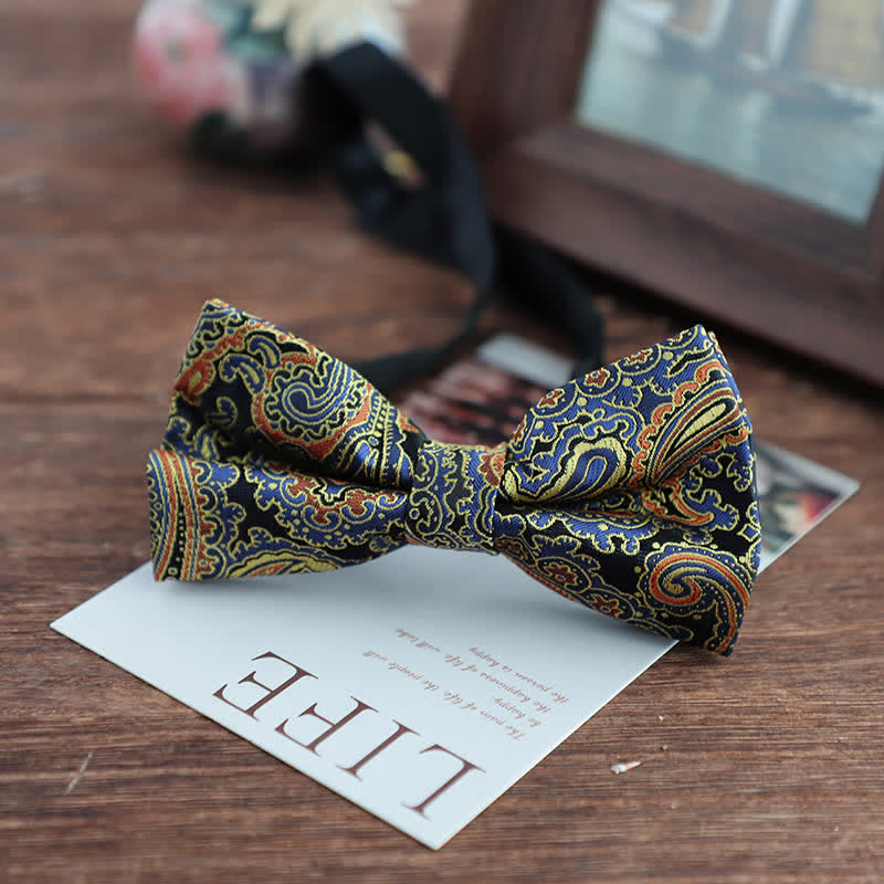 Men's Bright Color Paisley Jacquard Pattern Bow Tie - Style #14 - image 17